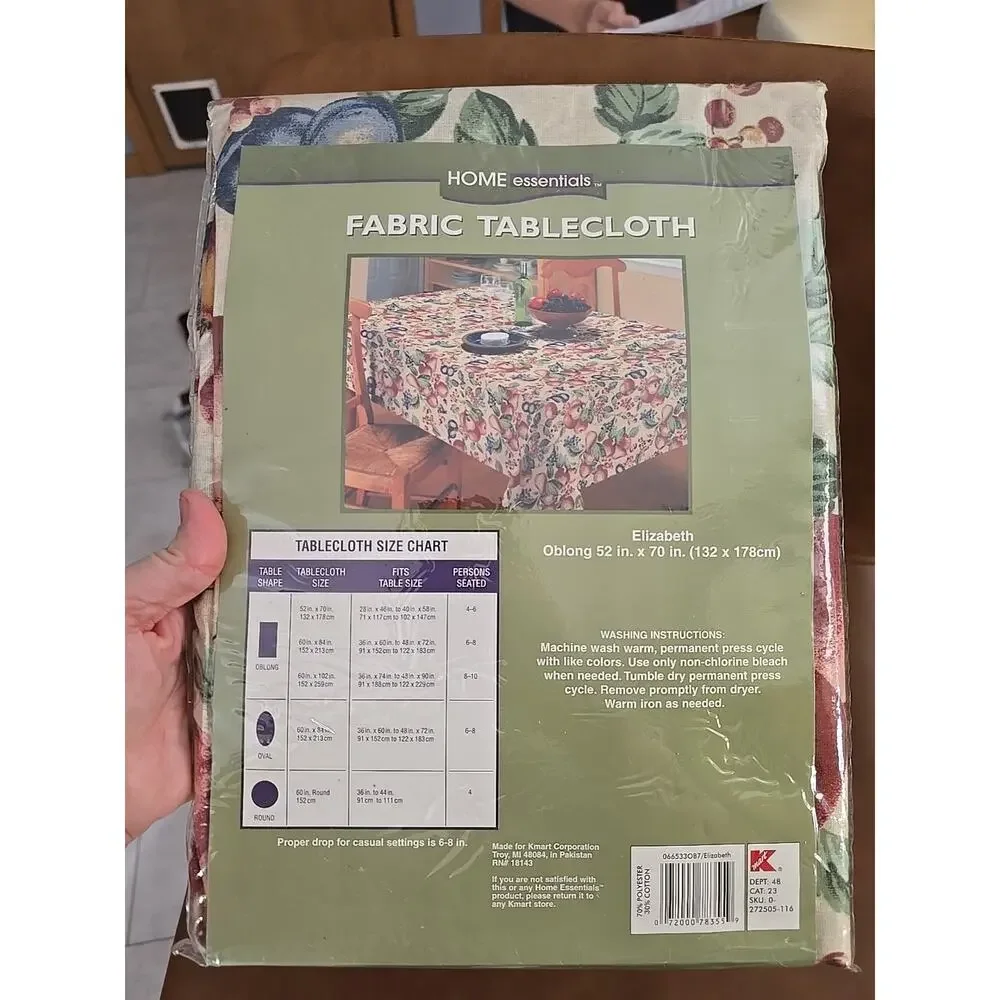 NEW Vintage Home Essentials‎ Elizabeth Floral Oblong Fabric Tablecloth 52
